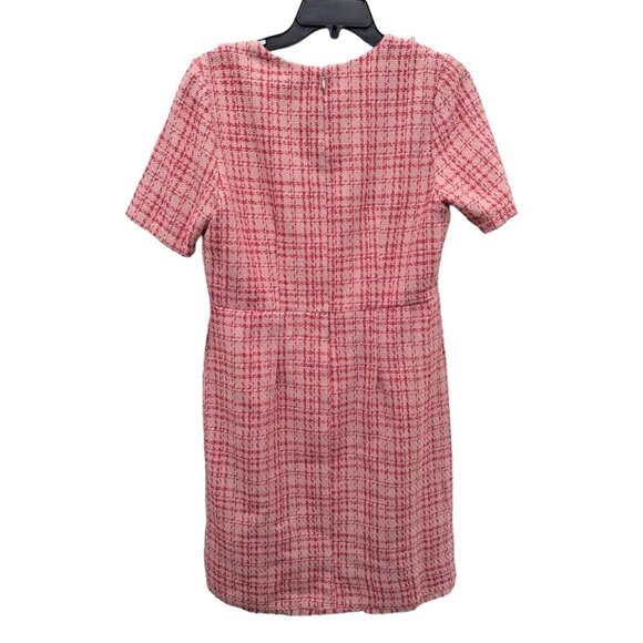 Nanette LePore Pink Boucle Tweed Mini Dress With Pearl Buttons Size 10 - Picture 8 of 9